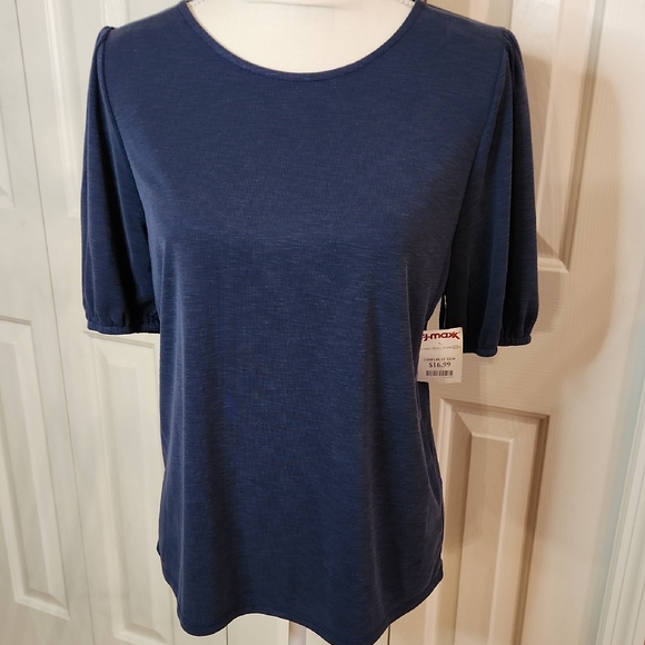 Green Envelope Tops - Green Envelope Blue Relaxed Short Sleeve T-Shirt